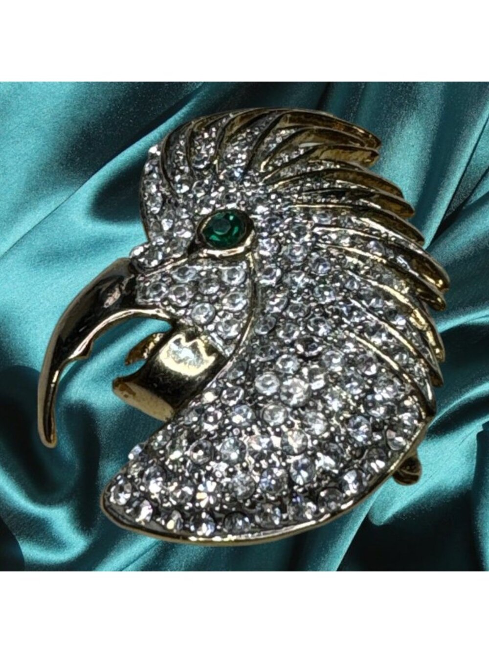 Vintage Rhinestone Parrot Bird Brooch Pin